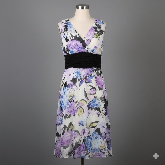 connected apparel Dresses & Skirts - Connected Apparel Multicolor Floral Dress with Black Accent